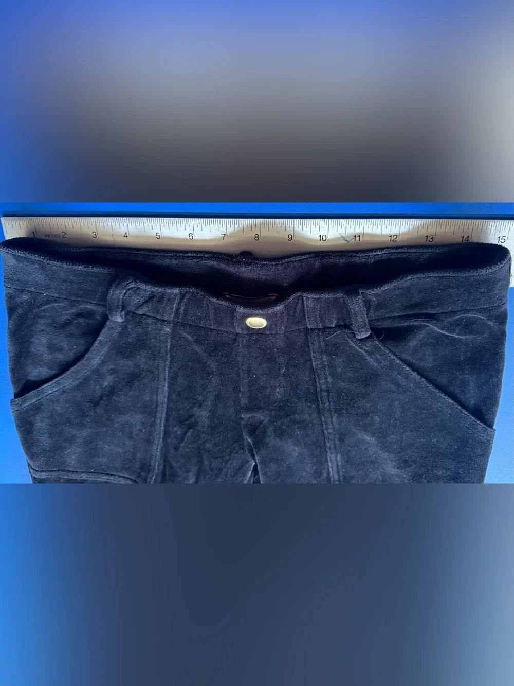 Juicy Couture 2010 Black Velour Cargo Pants Petite Gold Ankle Zip Y2K